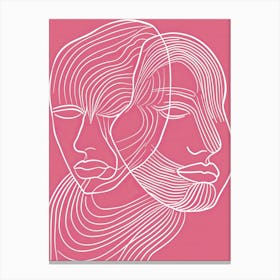 Abstract Portrait Series Pink And White 1 Canvas Print
