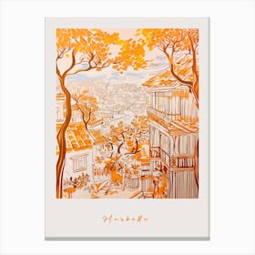 Marbella Spain Orange Drawing Poster Canvas Print