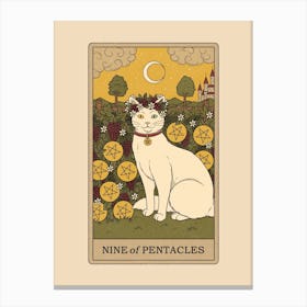 Nine Of Pentacles   Cats Tarot Canvas Print