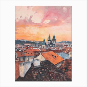 Prague Rooftops Morning Skyline 4 Canvas Print