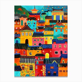 Colourful Kitsch Cityscape 4 Canvas Print