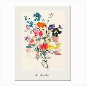 Bleeding Heart 1 Collage Flower Bouquet Poster Canvas Print