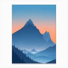 Misty Mountains Vertical Composition In Blue Tone 40 Canvas Print
