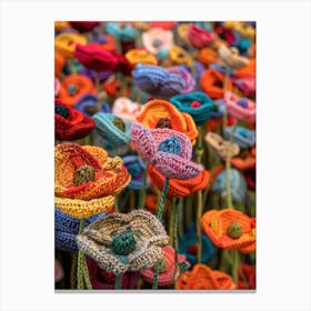 Field Of Poppies Knitted In Crochet 4 Canvas Print