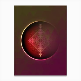 Geometric Neon Glyph on Jewel Tone Triangle Pattern 304 Canvas Print