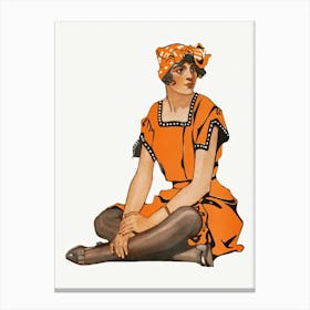 Vintage Fashionable Woman Chromolithograph Art Illustration, Edward Penfield Canvas Print