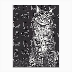 Tabby Cat Black And White Canvas Print