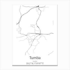 Tumba,Sweden Minimalist Map Canvas Print