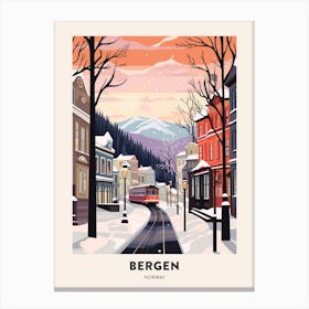 Vintage Winter Travel Poster Bergen Norway 1 Canvas Print