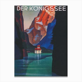 Koningsee Lake, Germany Vintage Travel Poster Canvas Print