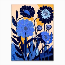 Blue Flower Illustration Gaillardia 2 Canvas Print