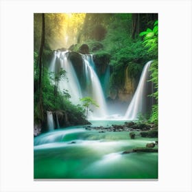 Erawan Falls, Thailand Realistic Photograph  (2) Canvas Print