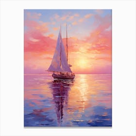 Sailboat At Sunset 15 Canvas Print