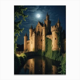 Castle At Night Photo Canvas Print