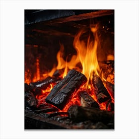 Fire In The Fireplace 1 Canvas Print