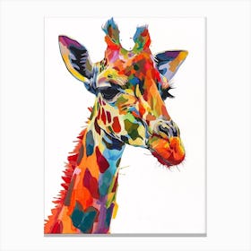 Colourful Brushstroke Giraffe Portrait Canvas Print