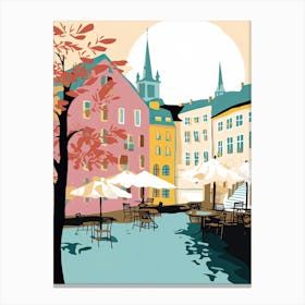 Turku, Finland, Flat Pastels Tones Illustration 3 Canvas Print