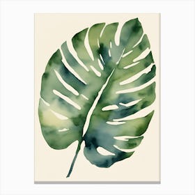 Abstract Watercolor Tropical Leaf 3 Canvas Print