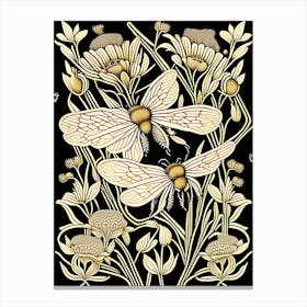 Buzzing Bees 3 William Morris Style Canvas Print