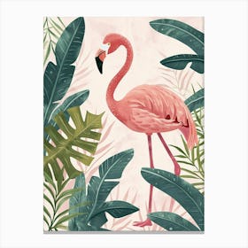 Chilean Flamingo Bird Of Paradise Minimalist Illustration 4 Canvas Print