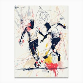 Soccer Players Kicking The Ball Canvas Print