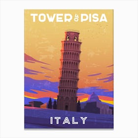 Pisa, Italy — Retro travel minimalist poster Canvas Print