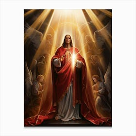 Jesus With Angels Painting Canvas Print