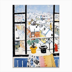 The Windowsill Of Harbin   China Snow Inspired By Matisse 1 Canvas Print