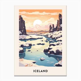 Vintage Winter Travel Poster Iceland 2 Canvas Print