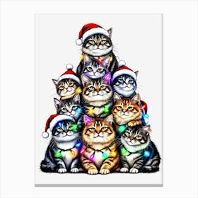 Cats Xmas Tree Canvas Print