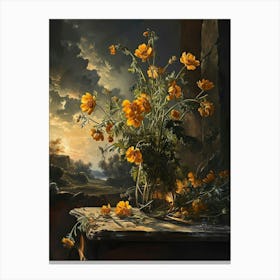 Baroque Floral Still Life Buttercup 1 Canvas Print