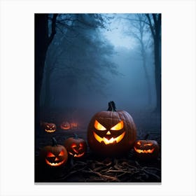 Halloween Pumpkins In The Woods Canvas Print