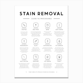 Stain Removal Instruction Laundry Canvas Print