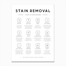 Stain Removal Instruction Laundry Canvas Print