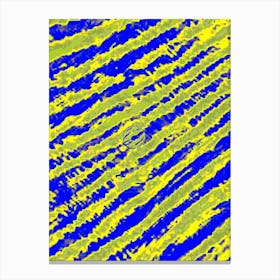 Abstract Pattern Of Blue And Yellow Stripes Canvas Print