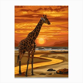 Giraffe At Sunset 1 Canvas Print