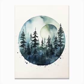Watercolour Painting Of Boreal Forest   Northern Hemisphere 2 Canvas Print