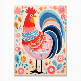 Pink Scandi Chicken 4 Canvas Print
