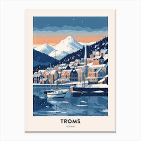 Winter Night  Travel Poster Troms Norway 1 Canvas Print