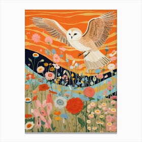 Maximalist Bird Painting Barn Owl 2 Canvas Print