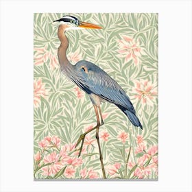 Great Blue Heron William Morris Style Bird Canvas Print