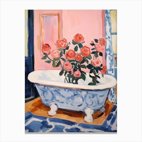 A Bathtube Full Of Rose In A Bathroom 1 Canvas Print