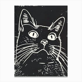 Manx Cat Linocut Blockprint 6 Canvas Print
