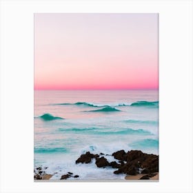 Cala De Mijas Beach, Costa Del Sol, Spain Pink Photography 2 Canvas Print