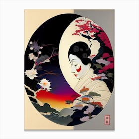 Colour Yin and Yang 6, Japanese Ukiyo E Style Canvas Print