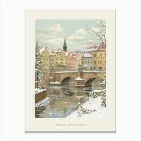 Vintage Winter Poster Prague Czech Republic 4 Canvas Print