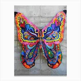 Beautiful Butterfly Colorful Huichol art Canvas Print