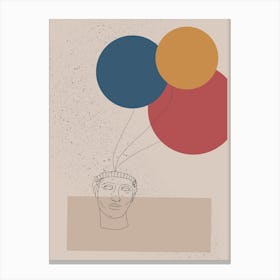 Antique Happiness Retro Colours Abstract Line Canvas Print