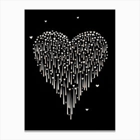 Heart Droplets Black Background Canvas Print