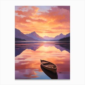 Sunset In A Canoe Canvas Print